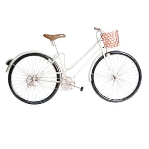 35 in. x  20 in. Metal Multi Colored Bike Wall Decor with Seat, Basket and Handles