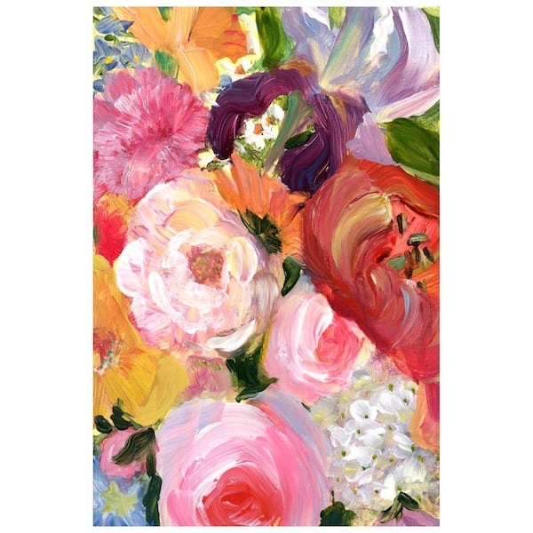 Empire Art Direct "Blossom Symphony I" Flowers Free Floating Reverse Unframed Printed Tempered Art Glass Wall Art 48 in. x 32 in.