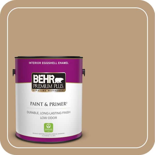 BEHR PREMIUM PLUS 1 gal. #PPH-11 Cardboard Color Eggshell Enamel Low Odor Interior Paint & Primer
