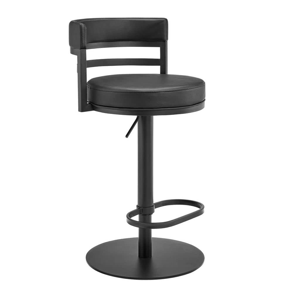 Judi Modern Industrial Swivel Black Metal Adjustable Height Barstool With Black Faux Leather Seat price history on PriceWatchPro