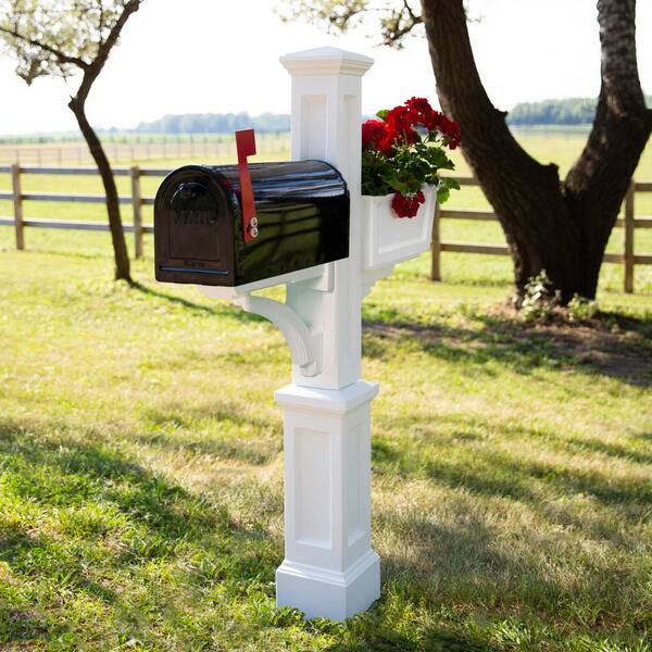 Mayne Westbrook Plus Decorative Polyethylene Mailbox Post White 580a00000
