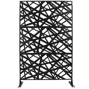 Elegant 48 x 76 in. Outdoor and Indoor Privacy Screen Metal, Freestanding Decorative Privacy Fence Panels in Black