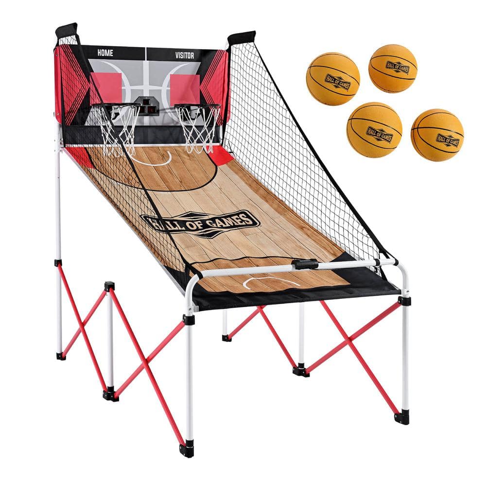 HALL OF GAMES Arcade Basketball Game 84 in. Tall Indoor Steel Frame EZ-Fold  X-Leg, Dual Shot Electronic Scoring with Balls Included BG132Y23014 - The  Home Depot