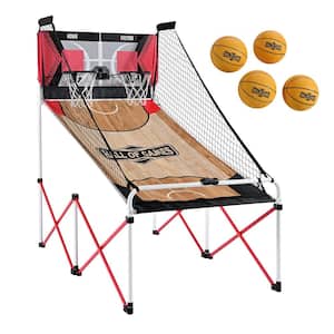 Arcade Basketball Game 84 in. Tall Indoor Steel Frame EZ-Fold X-Leg, Dual Shot Electronic Scoring with Balls Included