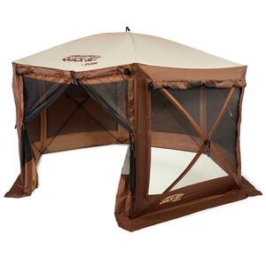 Quick-Set Pavilion 12.5 ft. x 12.5 ft. Portable Outdoor Canopy Shelter, Brown