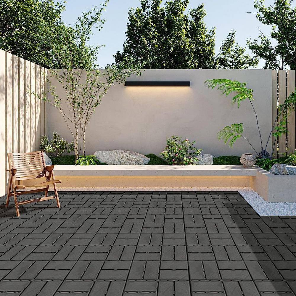 Dark Gray 12"x12" Interlocking Waterproof Deck Tiles, 27 Pack