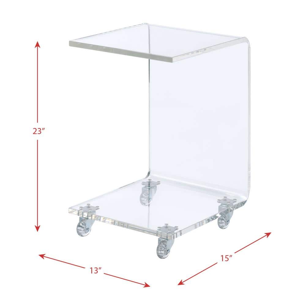 Clear Acrylic Rectangular Snack Table with Removable Casters