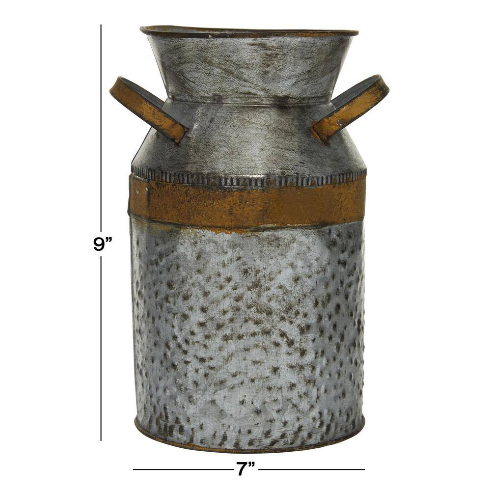 Gray and Rust Tin Farmhouse Jar-Shaped Table Vase
