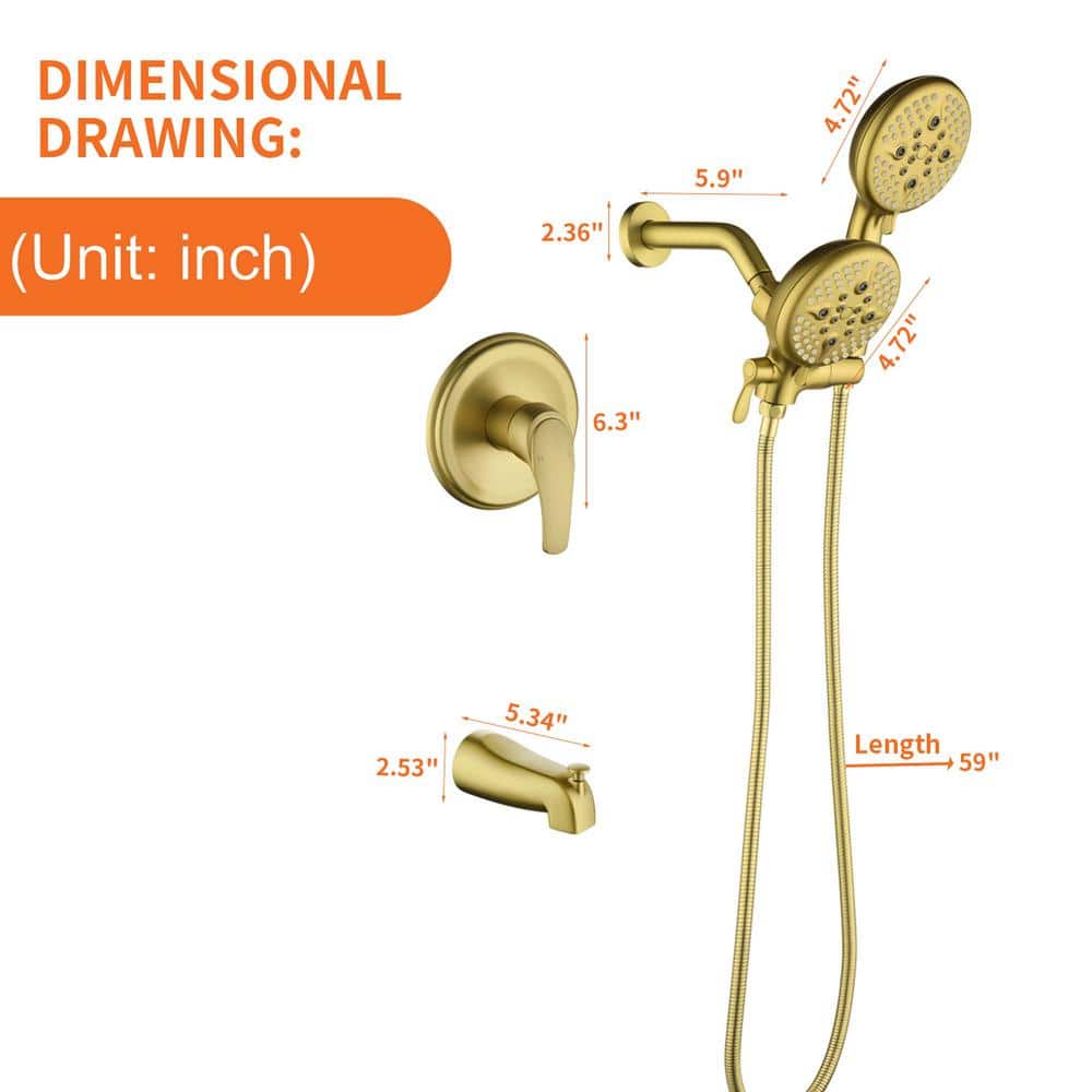 Brushed Gold Dual Shower Head and Handheld Combo Set