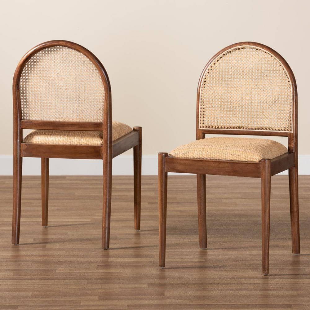 Maryland Natural Rattan and Acacia Wood Brown Side Chair