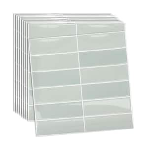 Light Green 10 in. x 10 in. x 0.04 in. Vinyl Peel and Stick Wall Tile, Decorative Wall Tile (10-Pack)