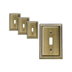 1-Gang Antique Brass Toggle Metal Wall Plates (4-Pack)