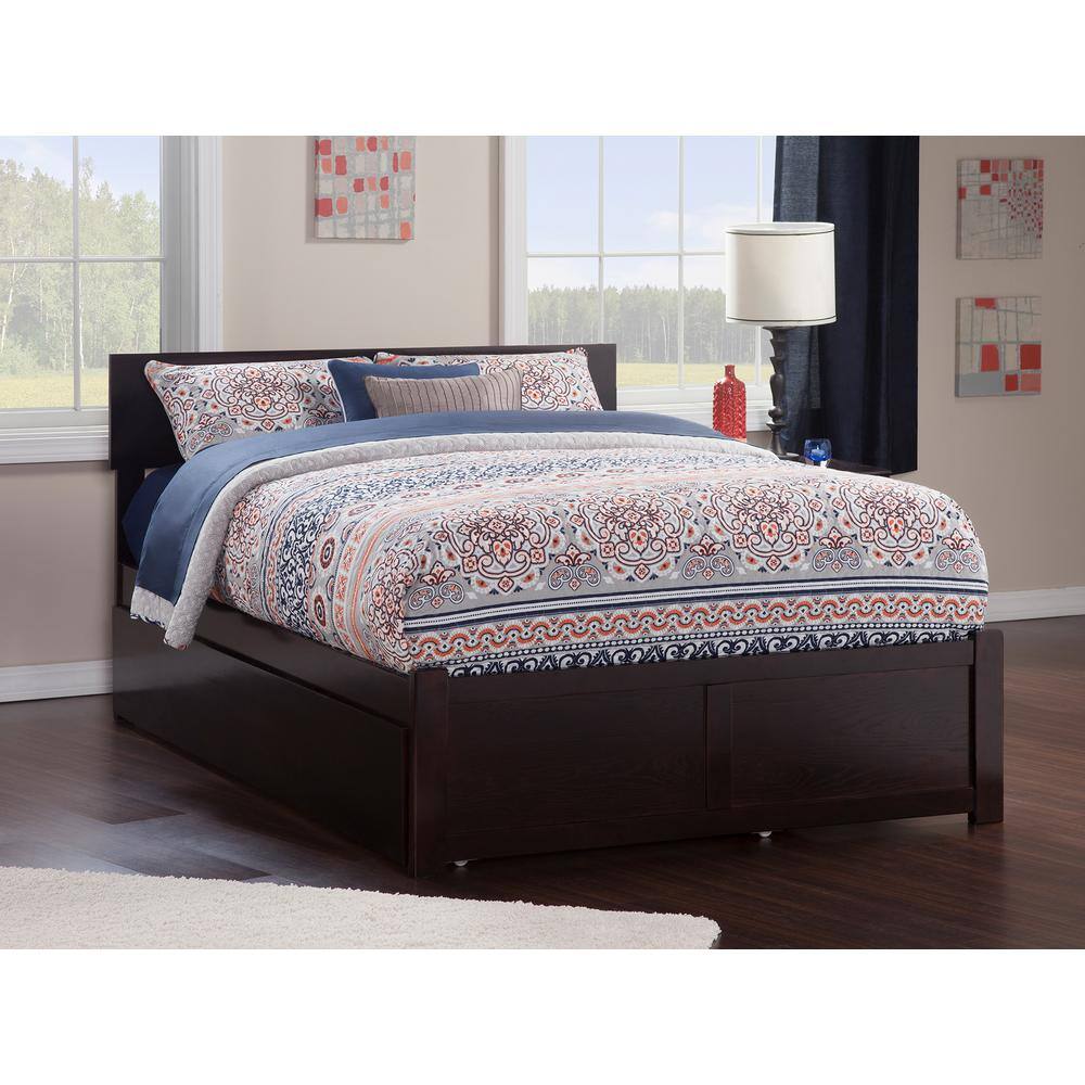 Orlando Espresso King Platform Bed with Wood Frame and Trundle