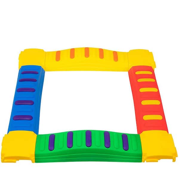 SUNNY & FUN 8pc Kids Balance Beam Stepping Stones, Gymnastics Obstacle Course w/Rubber Grip
