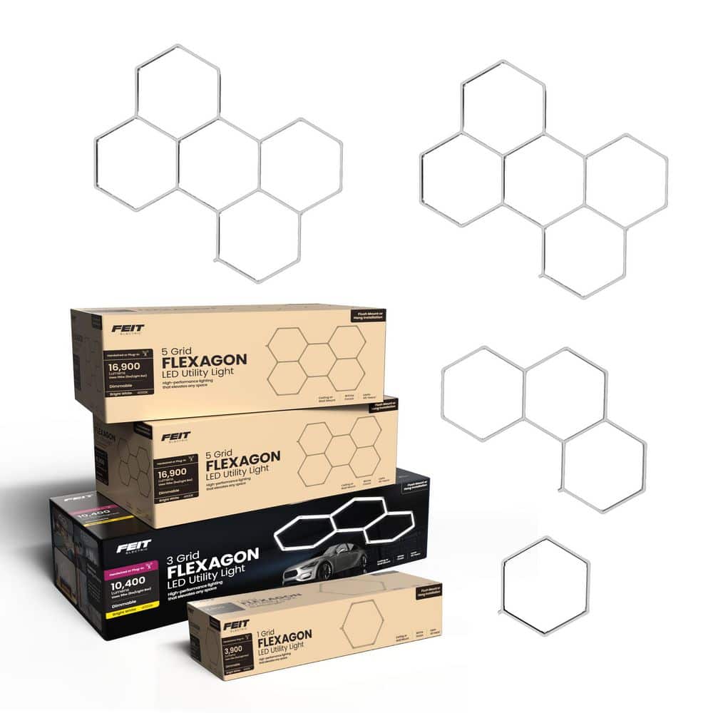 Feit Electric Flexagon 36 ft. Integrated LED 14-Grid Hexagon White