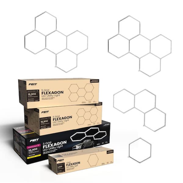 2.5 ft. Integrated LED 14-Grid Flexagon White Strip Light Fixture 4000K Combo