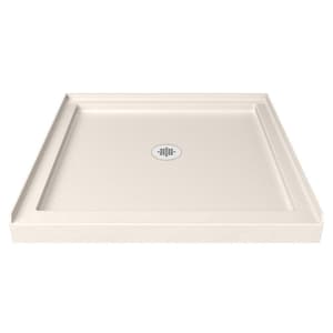 SlimLine 42 in.x 42 in. Single Threshold Alcove Shower Pan Base in Biscuit with Center Drain