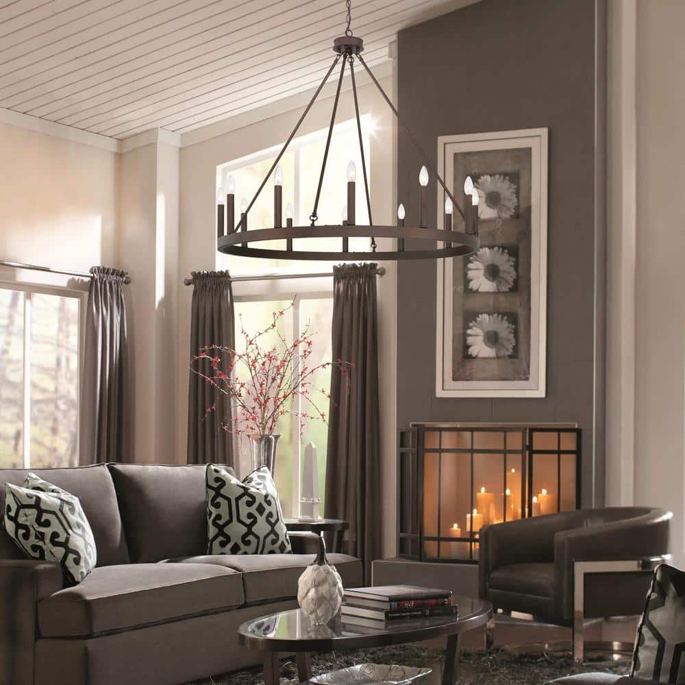 Oil Rubbed Bronze 12-Light Wagon Wheel Chandelier