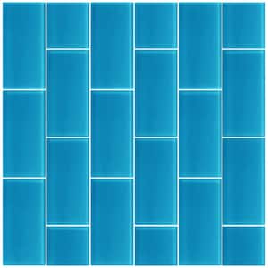 Ocean Blue 3 in. x 6 in. Matte Finished Glass Mosaic Tile (5 sq. ft./Case)