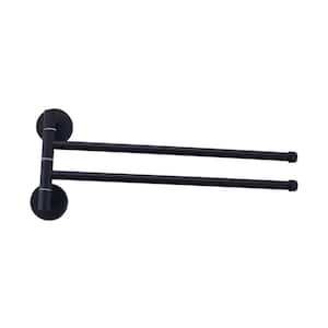 Round 13 in. Folding Wall Mounted Towel Rack Single Towel Holders in Black