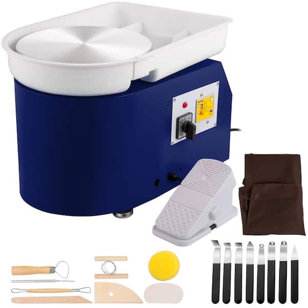 11 in. Pottery Wheel 350-Watt Art Craft DIY Clay Tool with Detachable Basin Foot Pedal Control for Art Craft Work, Blue