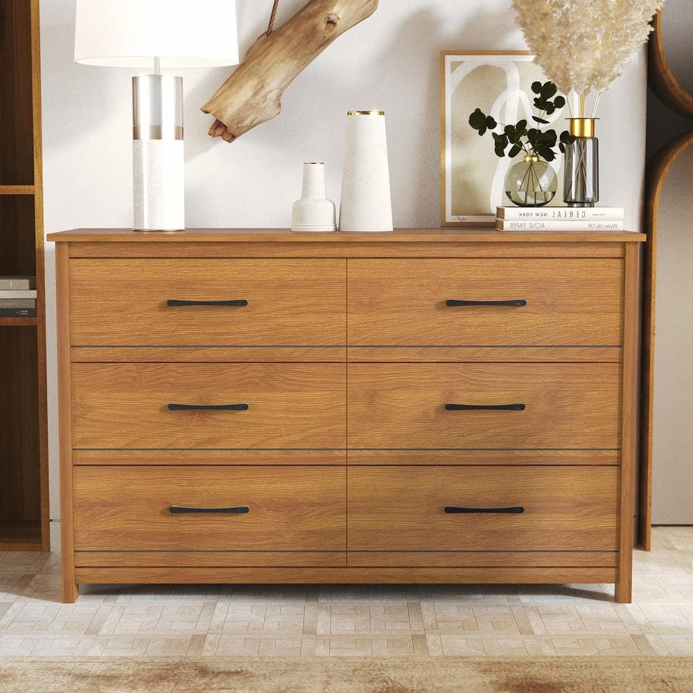 GALANO Kellie 6 Drawers Amber Walnut Dresser (30.9 in. H x 47 in. W x 16.5  in. D) SH-WZPU6291US - The Home Depot