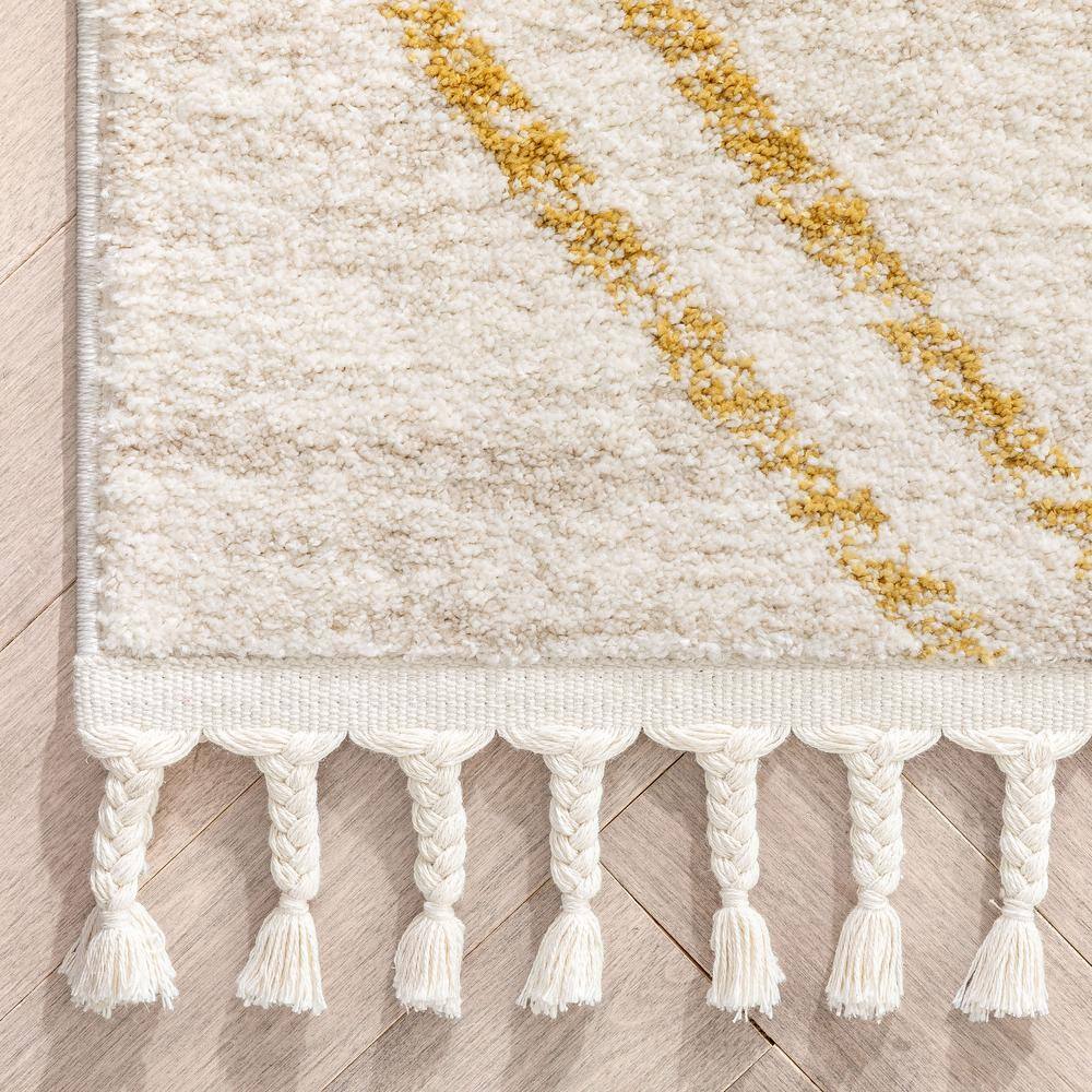 Kennedy Ivory and Yellow Round Synthetic Kids Rug