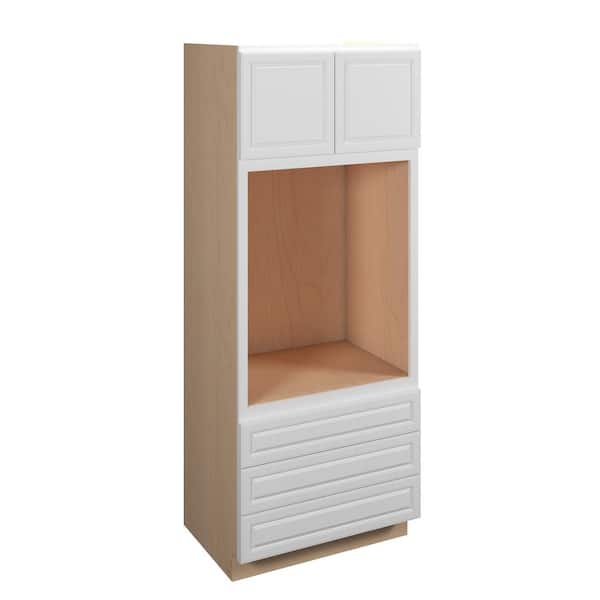 Brighton Raised 33 in. W x 84 in. H x 24 in. D in Painted White Plywood Assembled Single Oven Cabinet