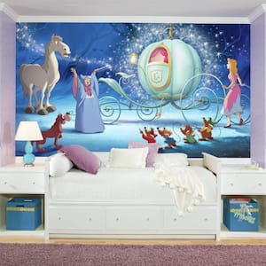 72 in. x 126 in. Disney Princess Cinderella Carriage XL Chair Rail 7-Panel Prepasted Mural