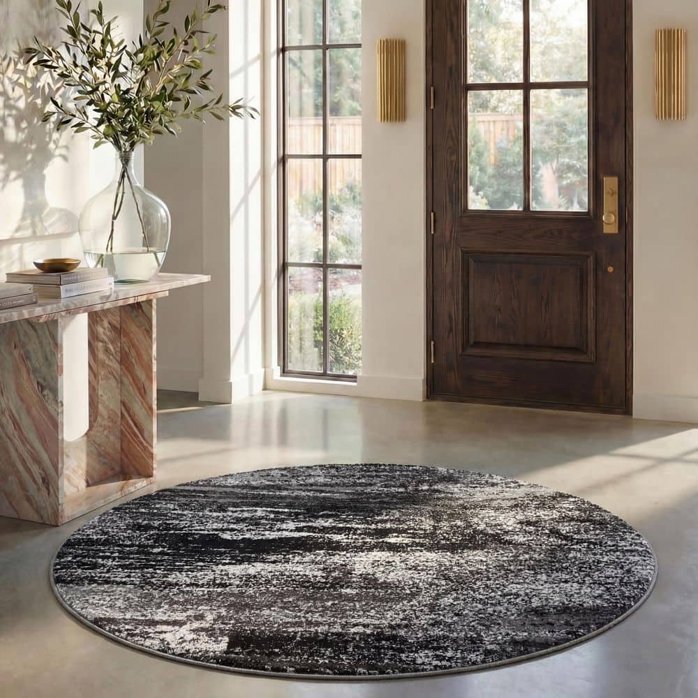 SAFAVIEH Adirondack Silver/Black 6 ft. x 6 ft. Round Distressed