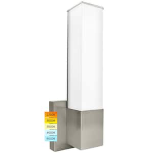 14 in. Brushed Nickel Fixture LED Vanity Light Square Wall Sconces Bathroom 5CCT 1050 Lumens Dimmable Damp Rated