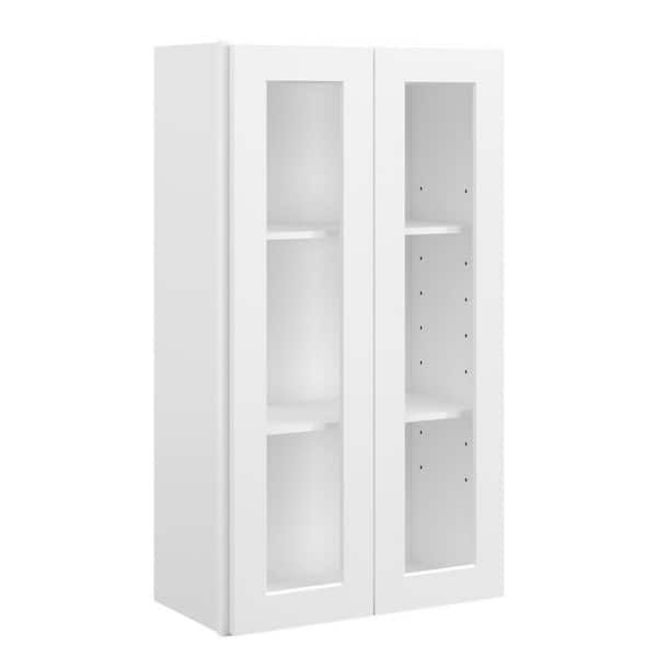 24 in. W x 12 in. D x 42 in. H in Shaker White Plywood Ready to Assemble Wall Cabinets with Shelf without Glass