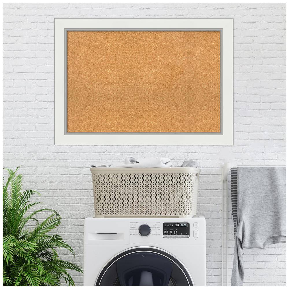 Eva White Gold Framed Natural Cork Bulletin Board