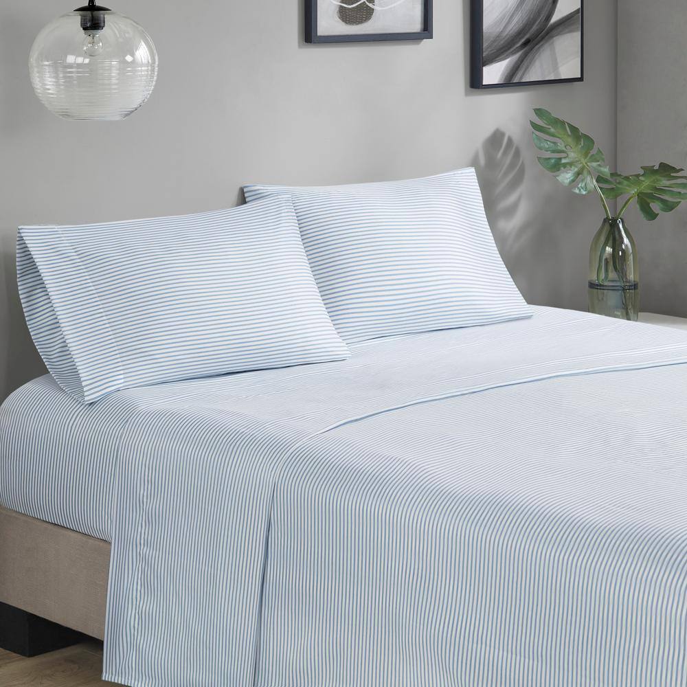 King Blue and Grey Microfiber 7-Piece Bed in a Bag Set