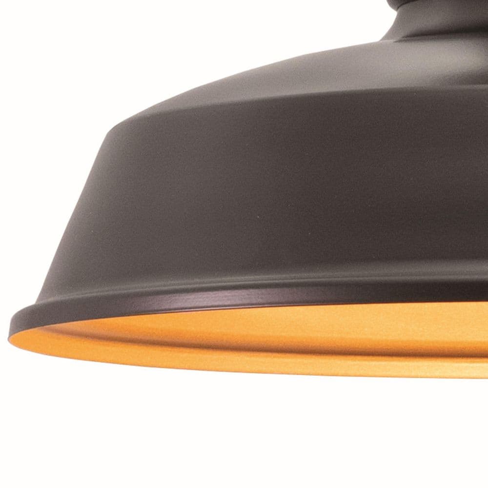 Medium Dark Bronze and Light Gold Steel Flush Mount Barn Light