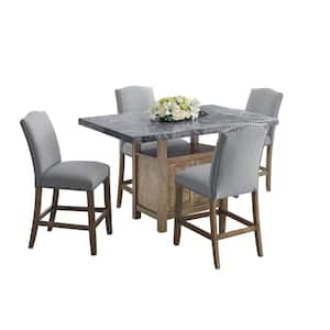 Grayson Gray Marble Top 5-Piece Counter Height Dining Set