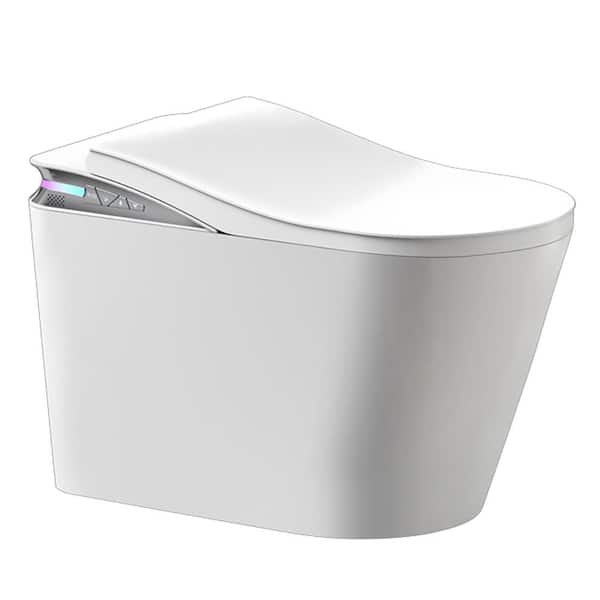 Mercury 1.2 GPF Single Flush Enlongated Smart Bidet Toilet in White With Auto Open & Close Lid Foot Sensor Seat Included
