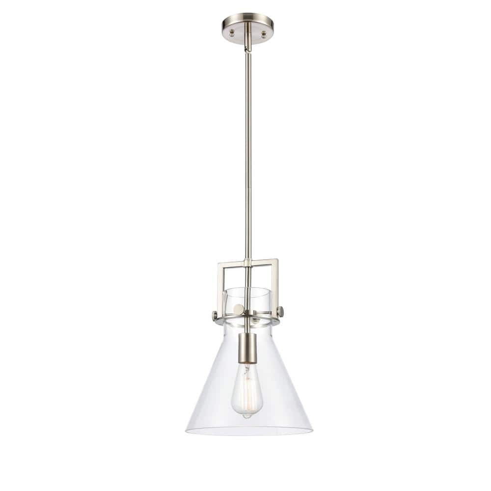Newton Brushed Satin Nickel Mini Pendant with Glass Shade