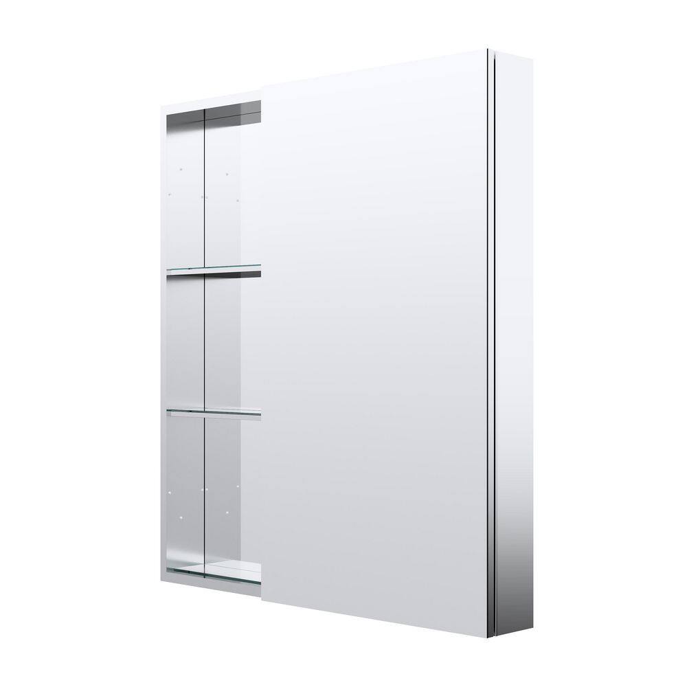 32.1 in. W x 36 in. H Rectangular Polished Aluminum Tri-view Soft Close Medicine Cabinet with Mirror Combo, Reversible price history on PriceWatchPro