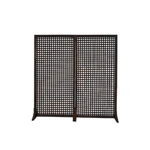 Solid Wood Privacy Screen Room Divider with Wood Stand, Grey, 36 in. W x 72 in. H/ (Set of 2)