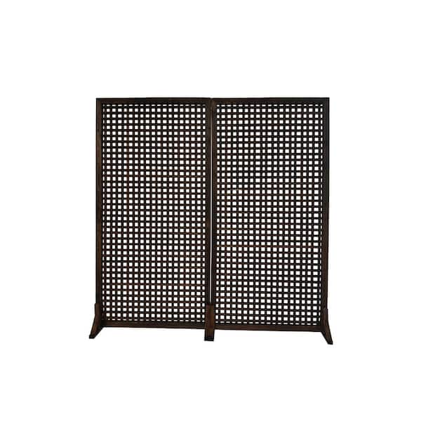Ejoy Solid Wood Privacy Screen Room Divider with Wood Stand, Grey, 36 in. W x 72 in. H/ (Set of 2)