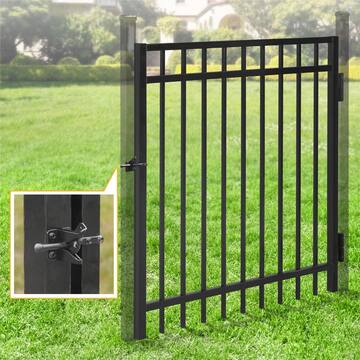 Fencer Wire 4 ft. x 4 ft. Flat Top Anti-Rust Metal Fence Gate, Decorative Garden Gate (Single set) FPSG14-B4X4F-AD
