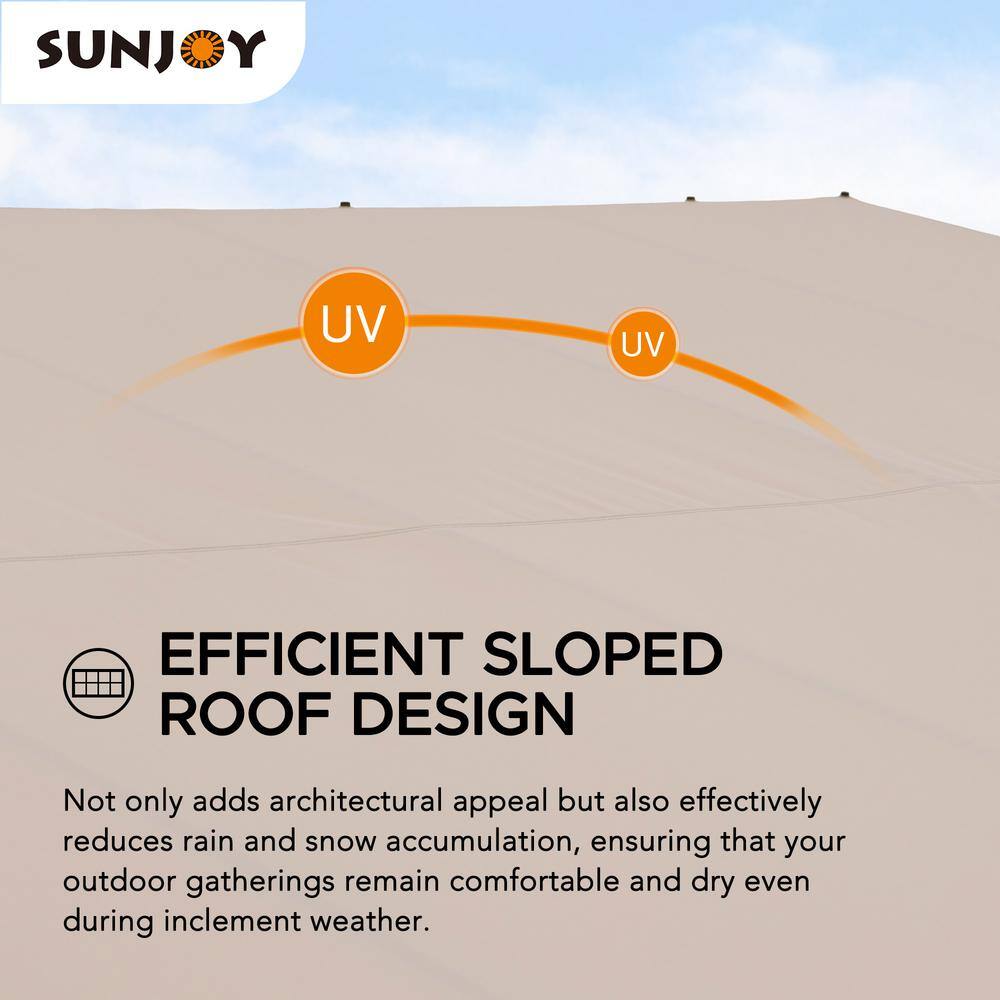Sunjoy 10 x 12 ft Beige Aluminum Wall-Mounted Gazebo with Curtains