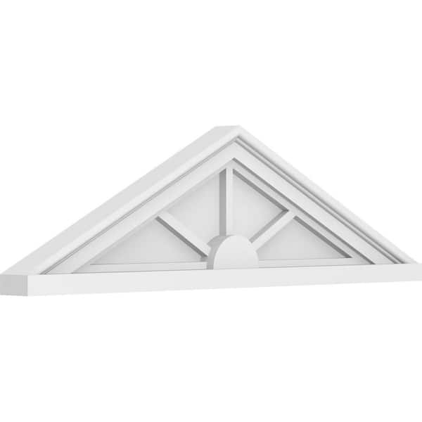 Ekena Millwork 2 in. x 30 in. x 8-1/2 in. (Pitch 6/12) Peaked Cap 3-Spoke Architectural Grade PVC Pediment Moulding