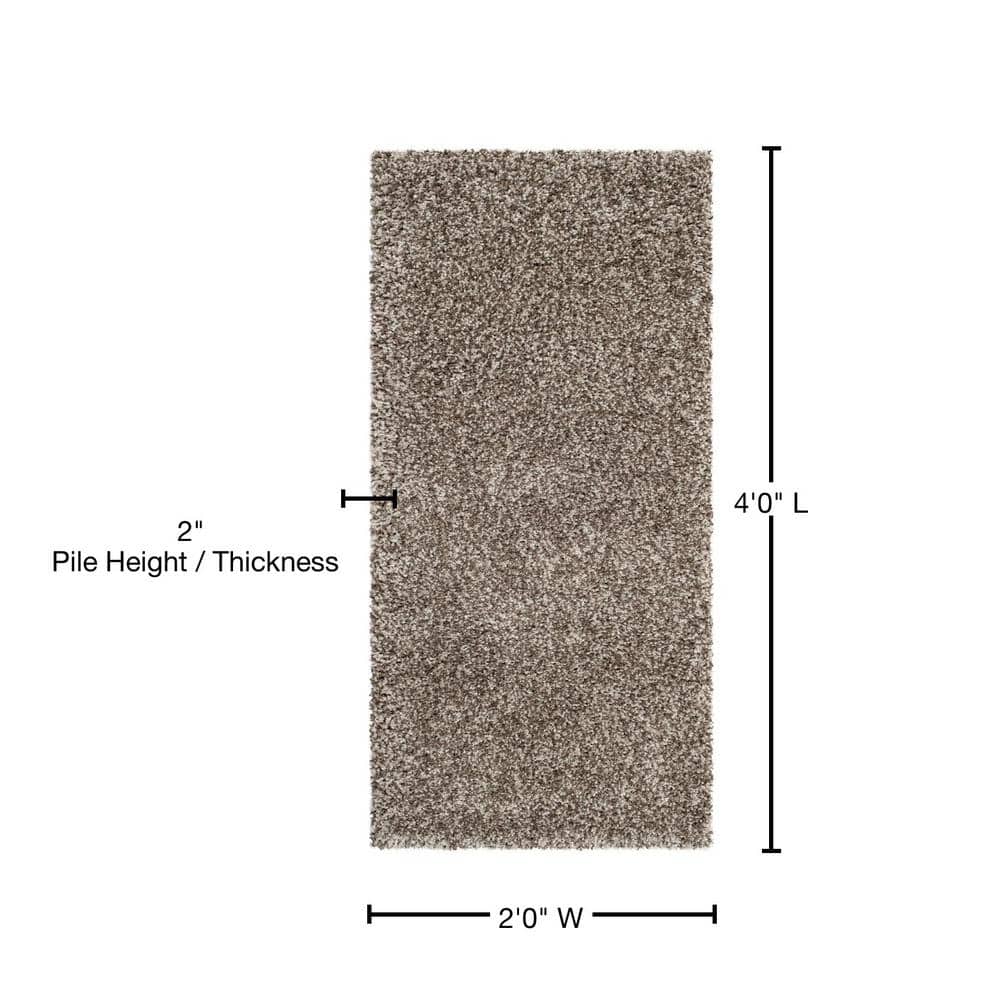 Luxurious Gray Hand-Knotted Shag Rug in Wool and Synthetic Blend - 2' x 4'