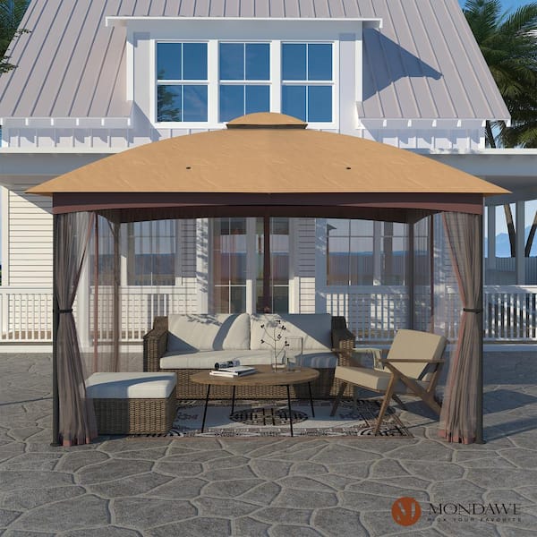 Tradition Fortælle uformel Mondawe 10 ft. x 12 ft. Outdoor Steel Frame Patio Gazebo Pavilion Canopy  Tent Shelter with Double Arc top,Mosquito Net in Garden MOGAZ007-N - The  Home Depot