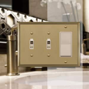 Rhodes 3 Gang 2-Toggle and 1-Rocker Metal Wall Plate - Brushed Bronze