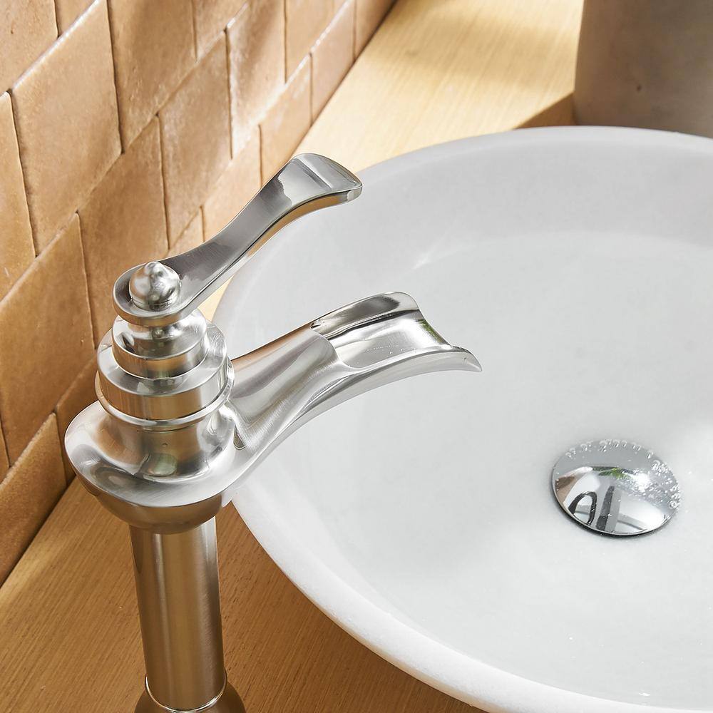 Brushed Nickel High Arc Single Handle Bathroom Faucet