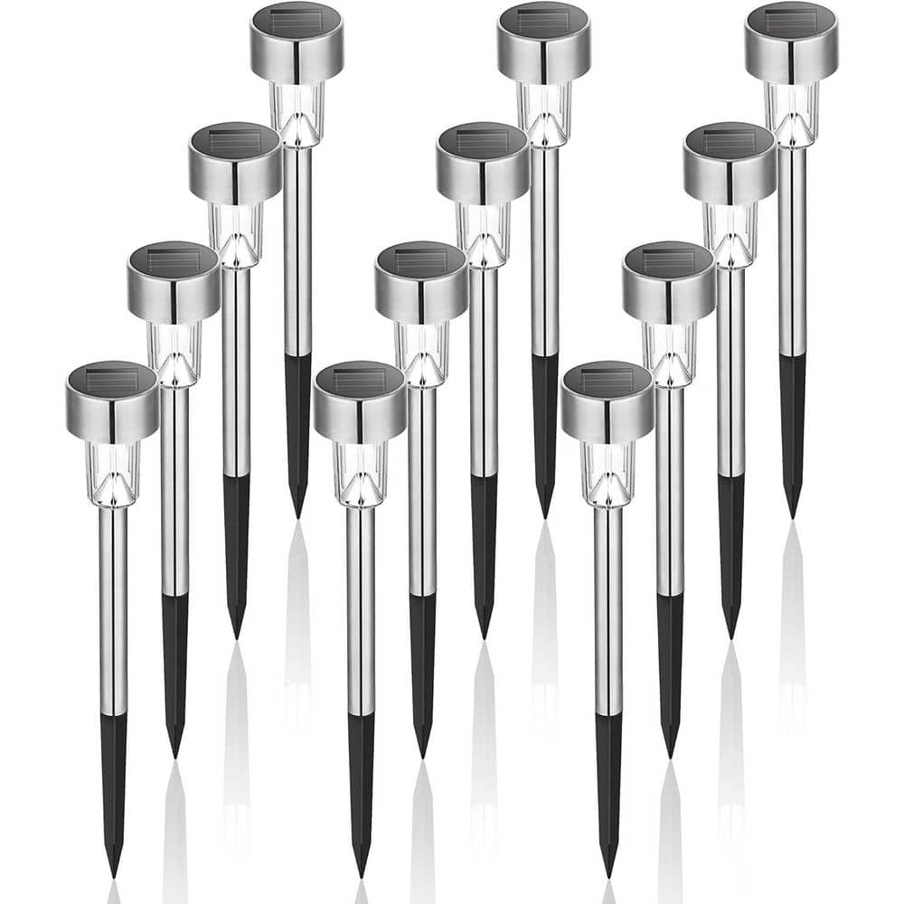 14.2 in. Waterproof Stainless Steel LED Solar Outdoor Lights for Patio, Garden, Yard and Landscape, Cold White (12-Pack) price history on PriceWatchPro