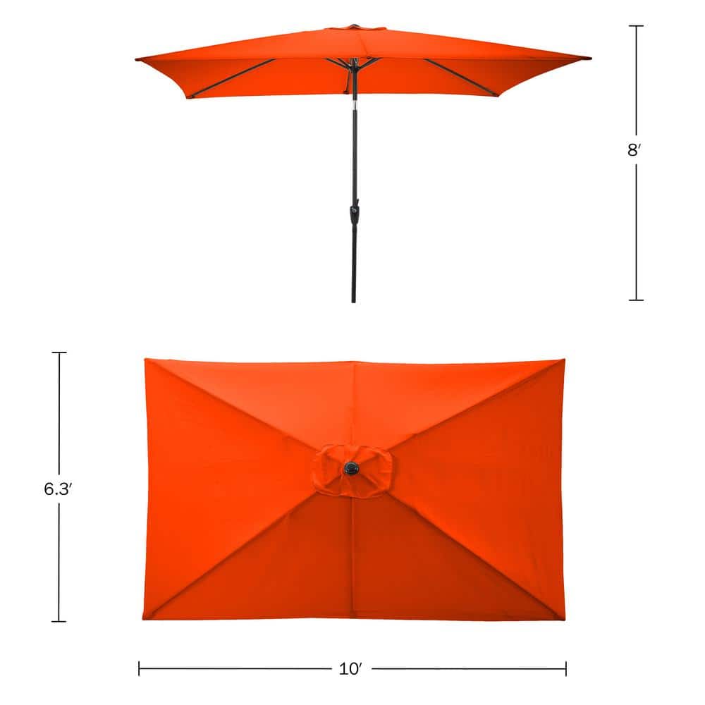 Pure Garden 10-ft Orange Rectangular Patio Umbrella with Black Steel Frame